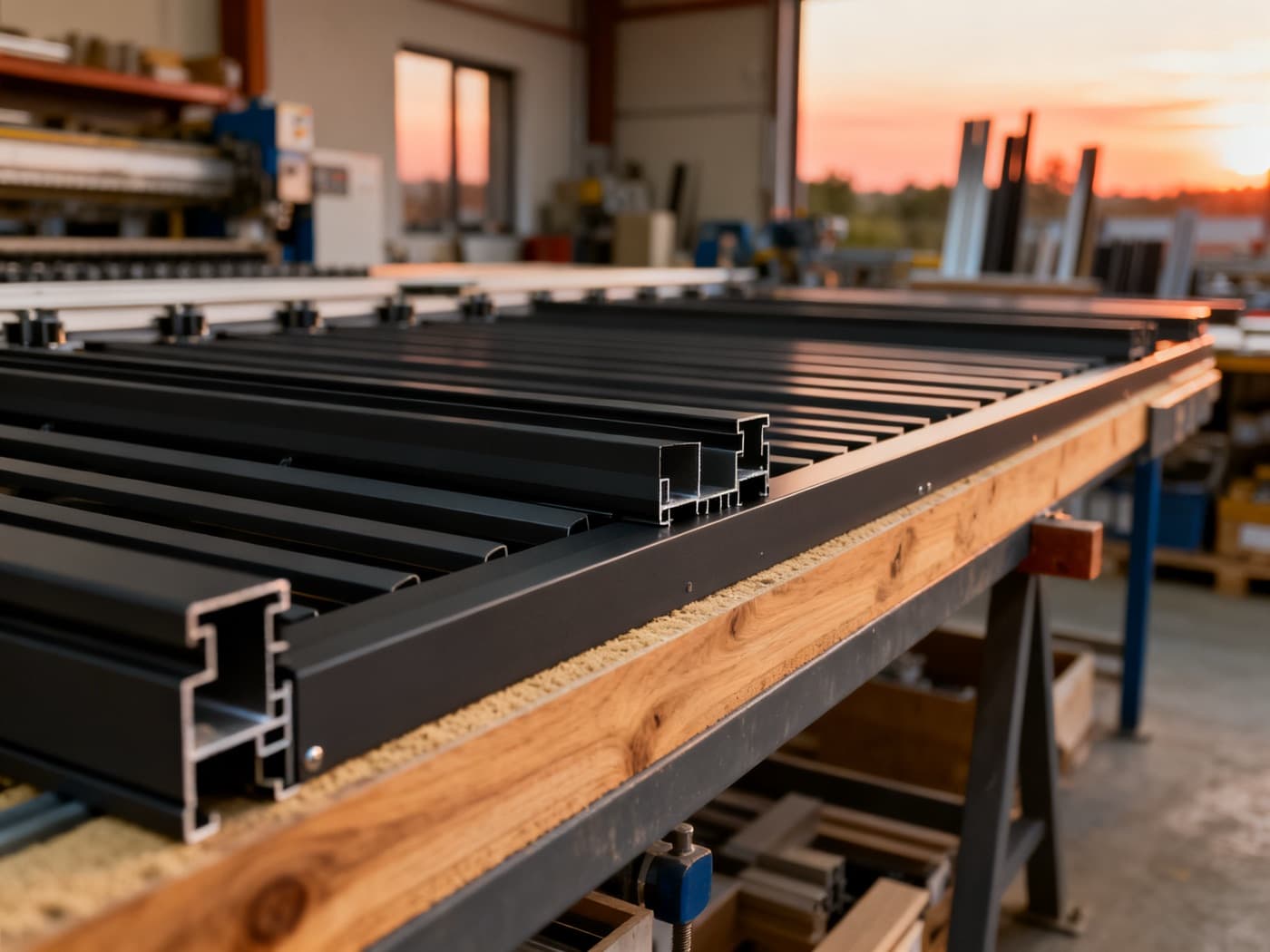Atelier de producție: profile și lamele din aluminiu vopsite în câmp electrostatic